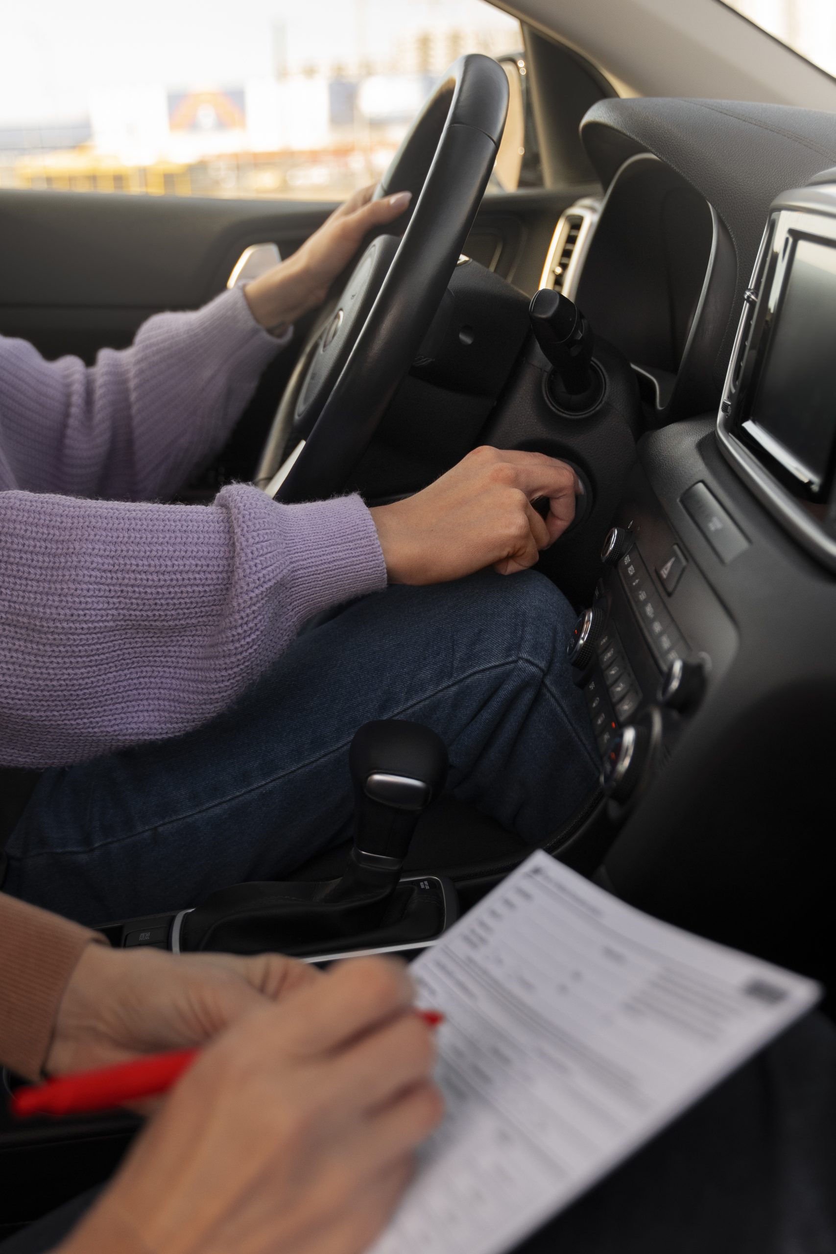 woman taking her driver s license test vehicle 1 scaled